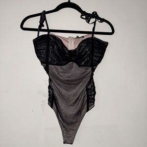 Fashion Nova black sheer thong bodysuit